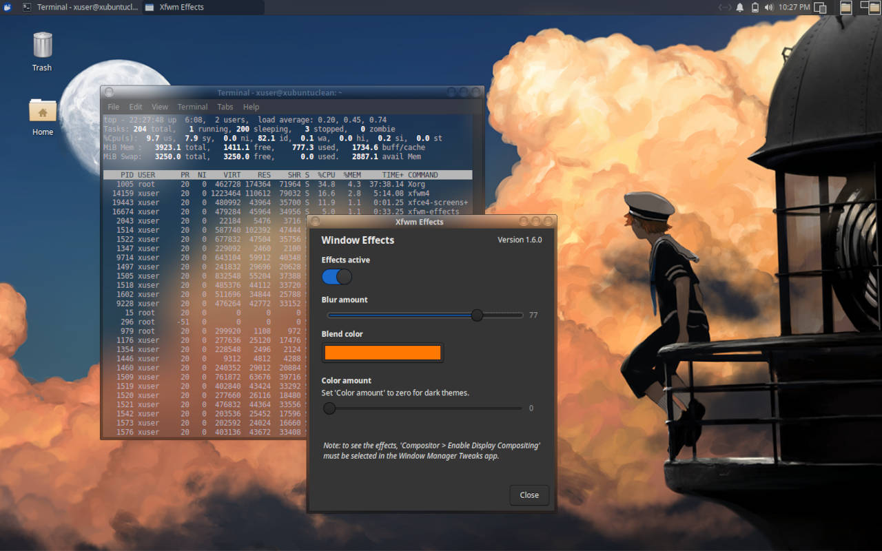 Image of Xubuntu running Xfce Effects